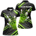 Custom Black Green For Bowler with Bowling Ball Flame Women's Polo Shirts S-5XL