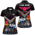 Custom Black Bowling Polo with Name for Women and Girls Women's Polo Shirts S-5XL