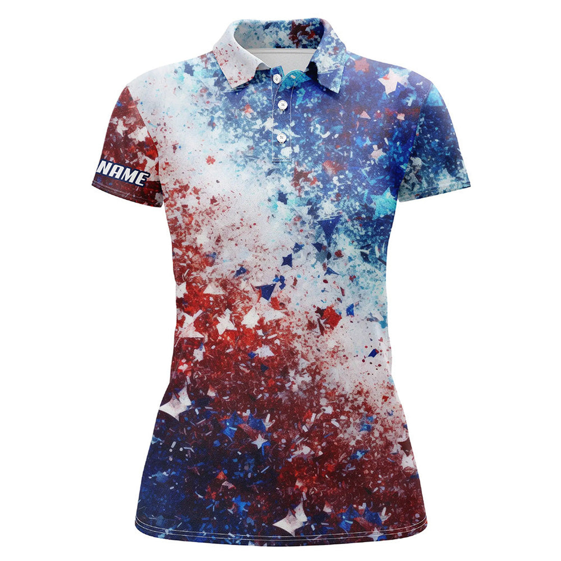 Custom Red White Blue Stars Golf Shirt Gift for Her Women's Polo Shirts S-5XL