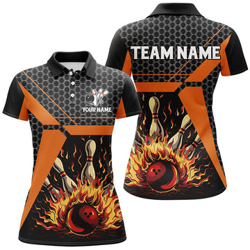Custom Flame Bowling Shirt for Custom Team Gift Women's Polo Shirts S-5XL