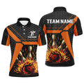 Flame Bowling Quarter Zip Custom Team League Men's Polo Shirt S-5XL