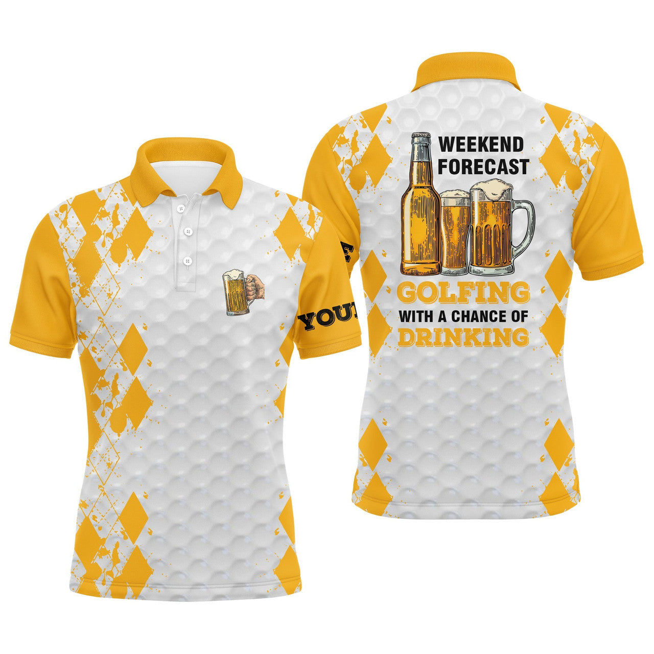 Custom Name Funny Beer Golf Gift Weekend Forecast Men's Polo Shirt S-5XL