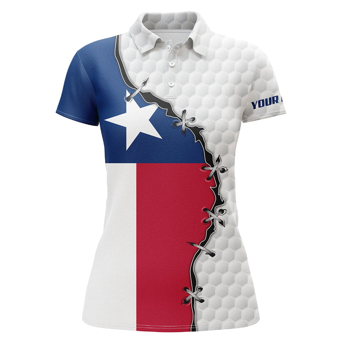 Custom Texas Flag White Golf Ball Pattern Patriot Shirt Women's Polo Shirts S-5XL