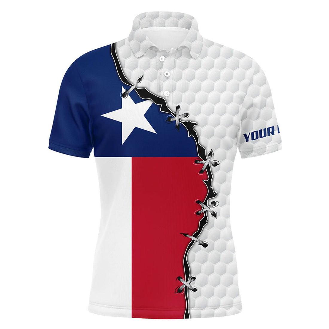Texas Flag Golf Ball Skin Custom Patriot Team Mens Polo Shirt
