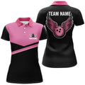 Custom Black Pink Bowling Team Gift for Bowlers Women's Polo Shirts S-5XL