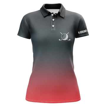 Custom Black Red Gradient Golf Shirts Gift For Women Women's Polo Shirts S-5XL