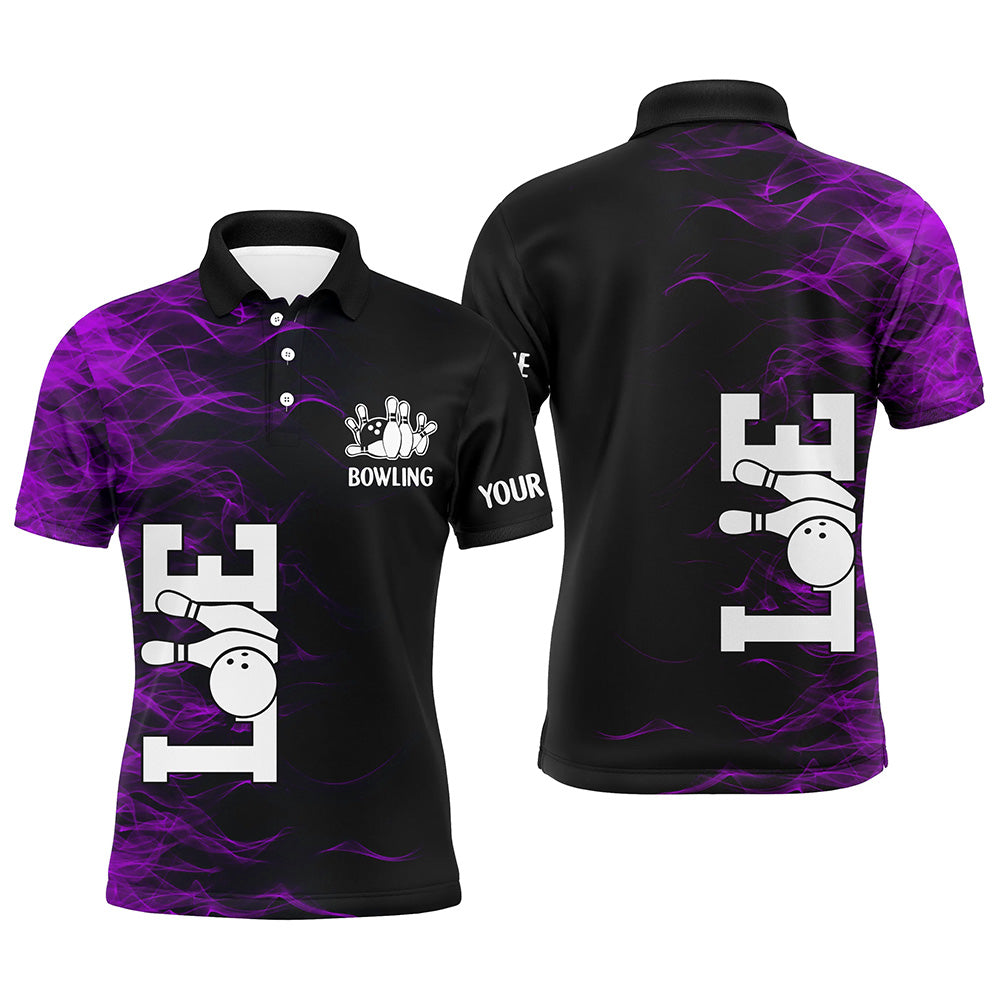 Purple Flame Bowling Custom Men Polo Shirt S-5XL
