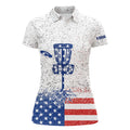 Custom Name American Flag Disc Golf Patriotic Design Women's Polo Shirts S-5XL