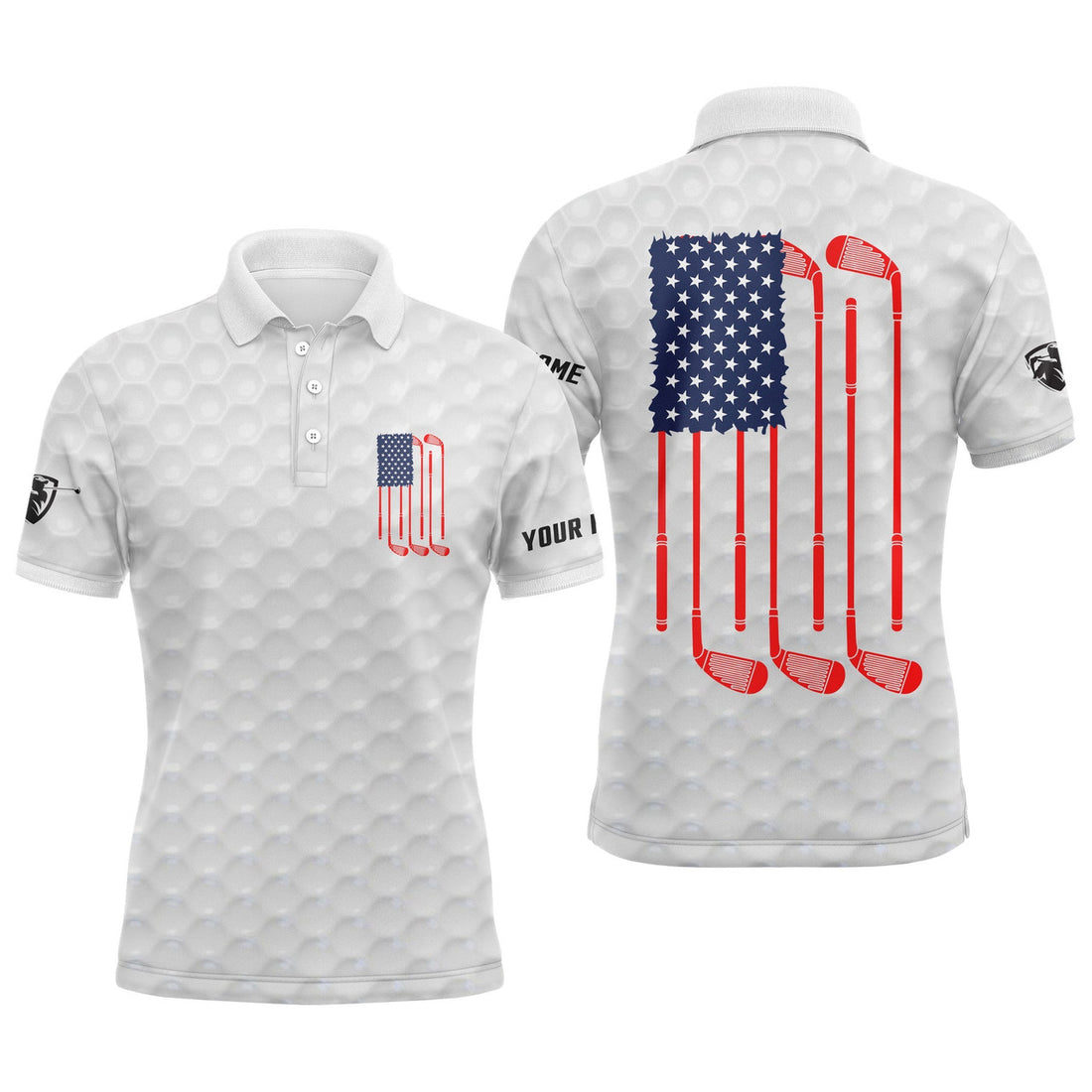 Personalized Golf Patriotic American Flag Gift for Golfer Men's Polo Shirt S-5XL