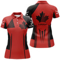Custom Canada Flag Golf Shirt Black Red Gift For Golf Fans Women's Polo Shirts S-5XL