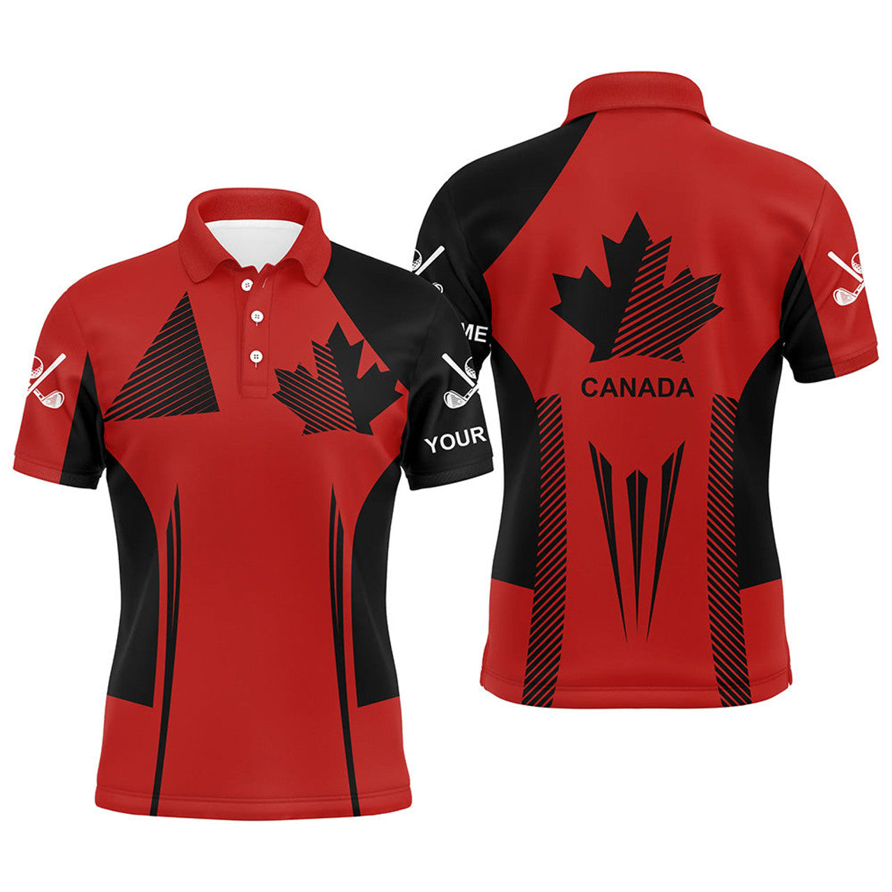 Custom Canada Flag Golf Black Red Patriotic Gift for Men Men's Polo Shirt S-5XL