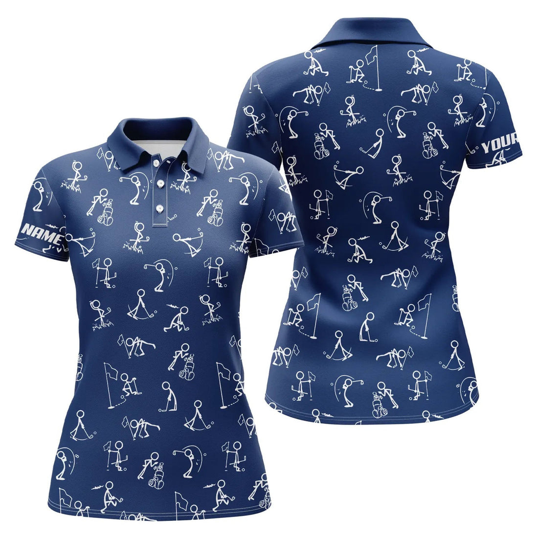 Custom Golf Funny Pattern Blue Navy Best Golf Wear Women's Polo Shirts S-5XL