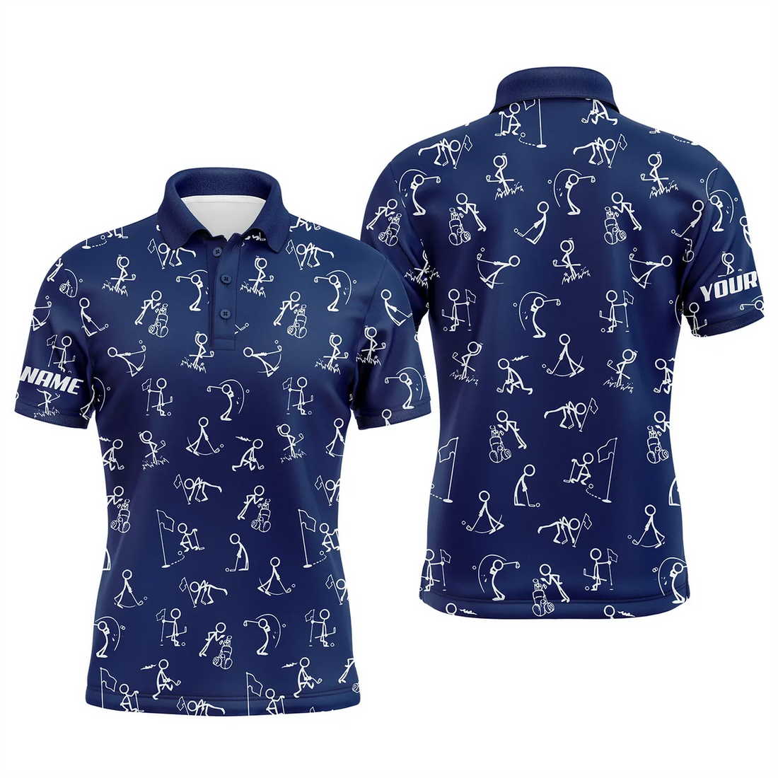 Custom Golf Funny Golf Pattern Gift for Golf Lovers Men's Polo Shirt S-5XL