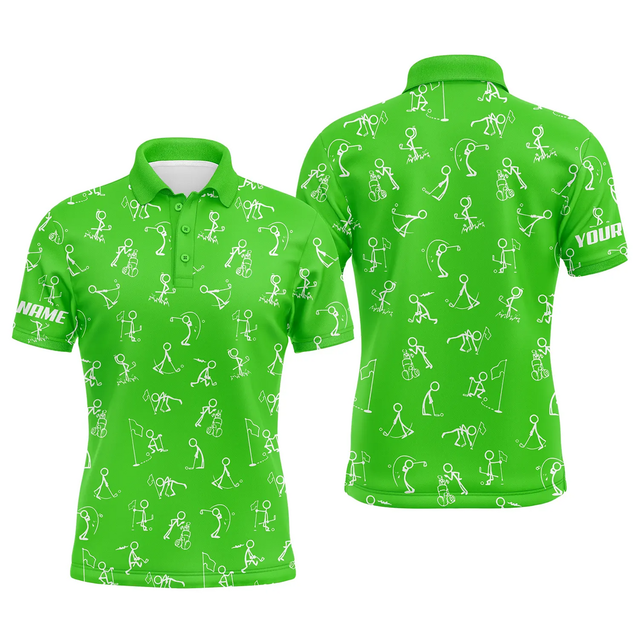 Custom Name Funny Golf Polo Shirt Green Men's Golf Wear Men's Polo Shirt S-5XL