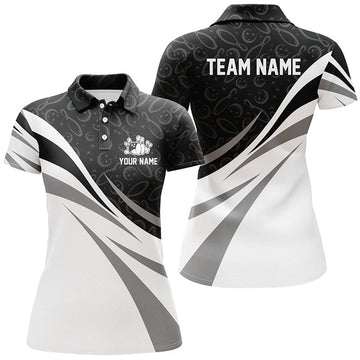 Custom White Black Camo Shirts for Women Bowling Gift Women's Polo Shirts S-5XL