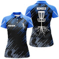 Blue Disc Golf Basket Camo Custom Name Number Women's Polo Shirts S-5XL