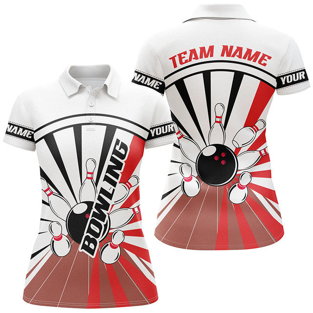 Custom Retro Red Bowling Polo Shirts Team Women's Polo Shirts S-5XL