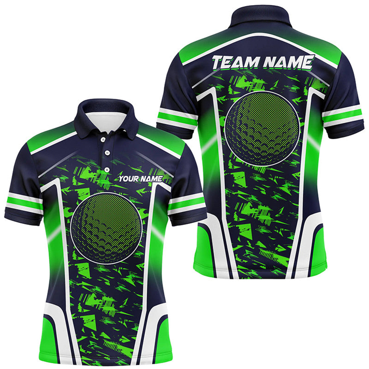 Gradient Green Camo Golf Ball Custom Golf Shirt Gift Men's Polo Shirt S-5XL