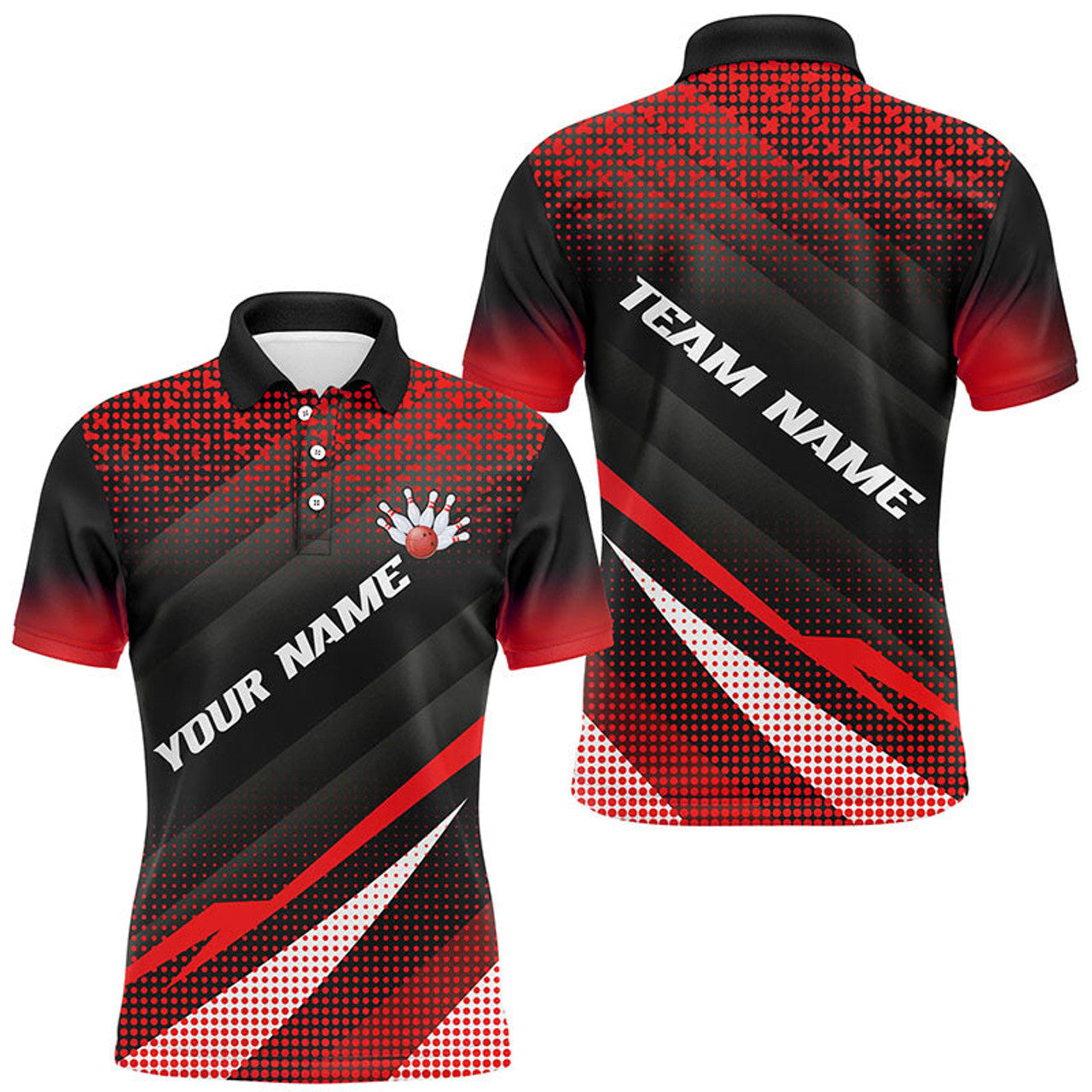 Red Bowling Custom Polo Shirt for Men S-5XL