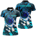 Custom Blue Abstract Bowling for Gifts for Bowlers Women's Polo Shirts S-5XL