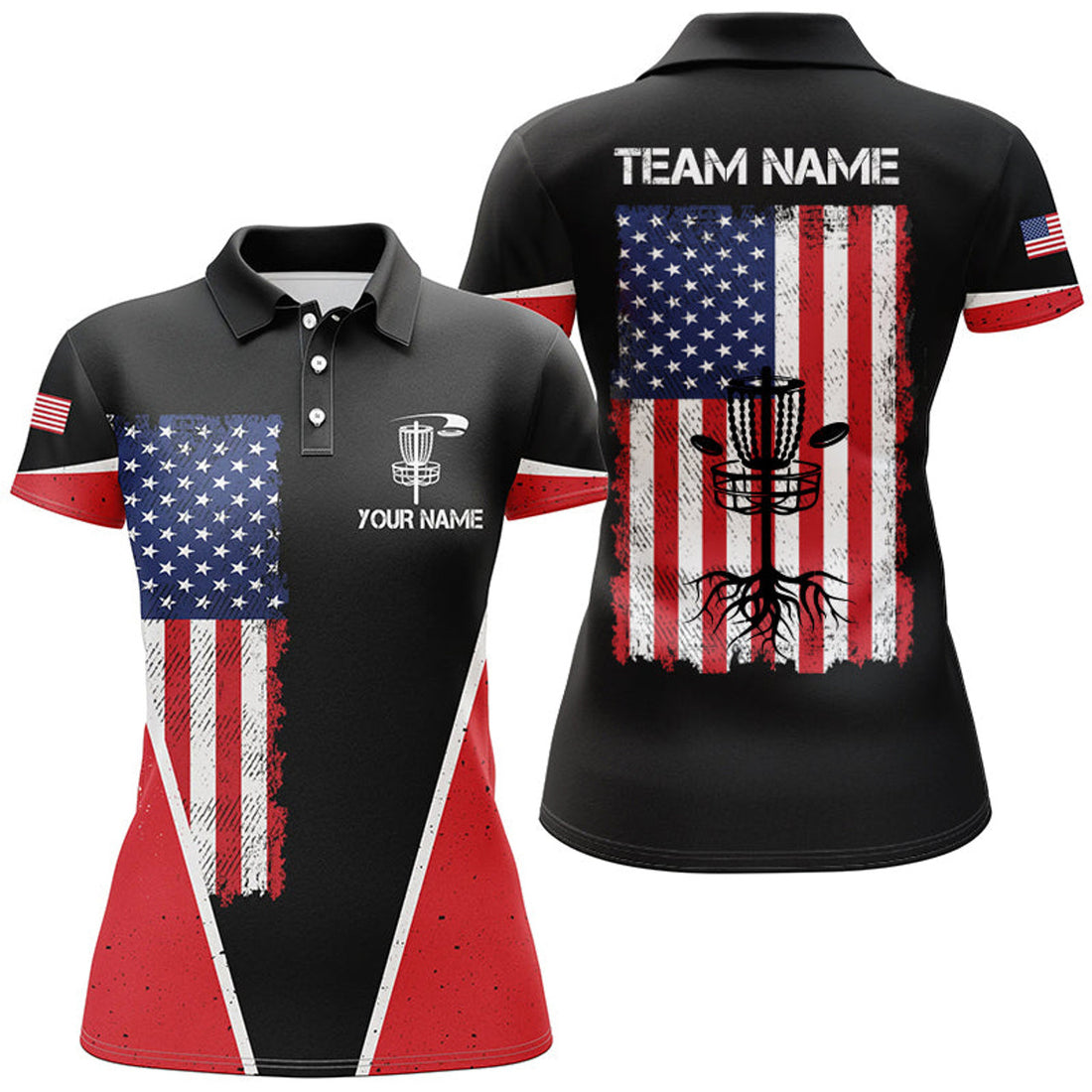 Custom Disc Golf Polo Shirt American Flag Patriot Women's Polo Shirts S-5XL