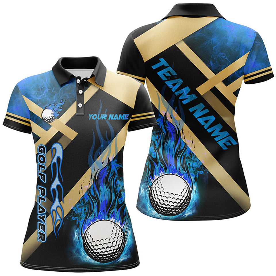 Custom Flame Golf Ball Shirt Personalized Golf Apparel Women's Polo Shirts S-5XL