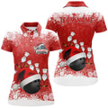 Custom Bowling Christmas Snowflake Bowling Ball Design Women's Polo Shirts S-5XL
