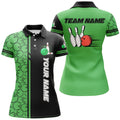Custom Black and Green Vintage Bowling for Women's Polo Shirts S-5XL