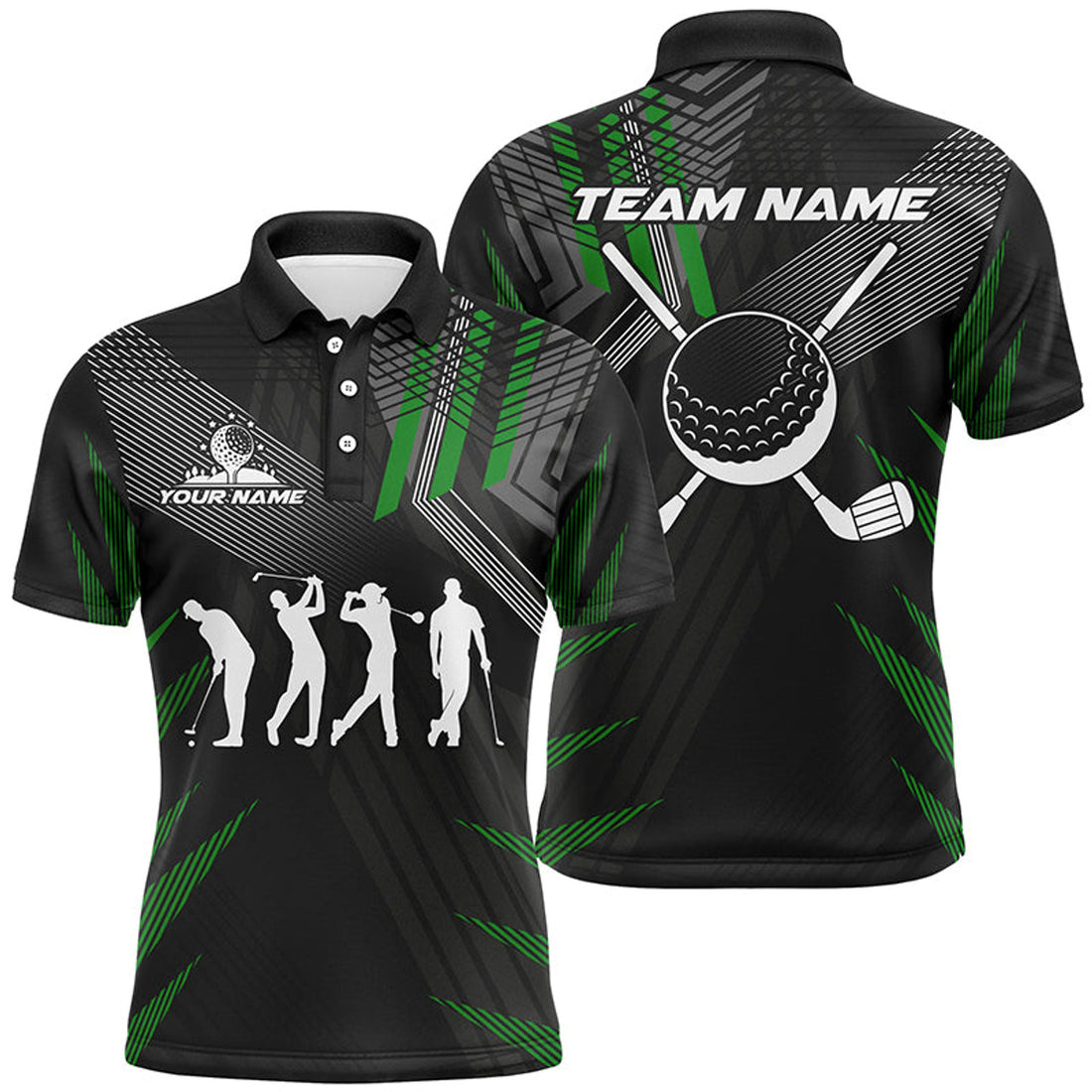 Custom Black Green Golf Shirt Team Attire Men's Polo Shirt S-5XL