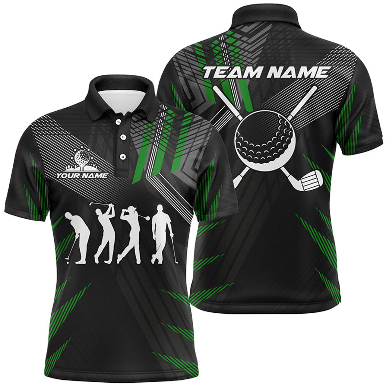 Custom Black Green Golf Shirt Team Attire Men's Polo Shirt S-5XL