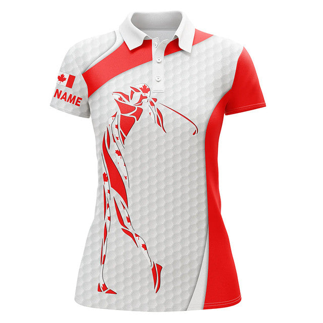 Custom Canadian Flag Golf Shirt with Name Gift for Mom Women's Polo Shirts S-5XL