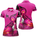 Custom Pink Flame Bowling Team Shirt For League Style Women's Polo Shirts S-5XL
