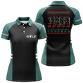 Custom Green Black Christmas Golf Polo with Clubs Women's Polo Shirts S-5XL