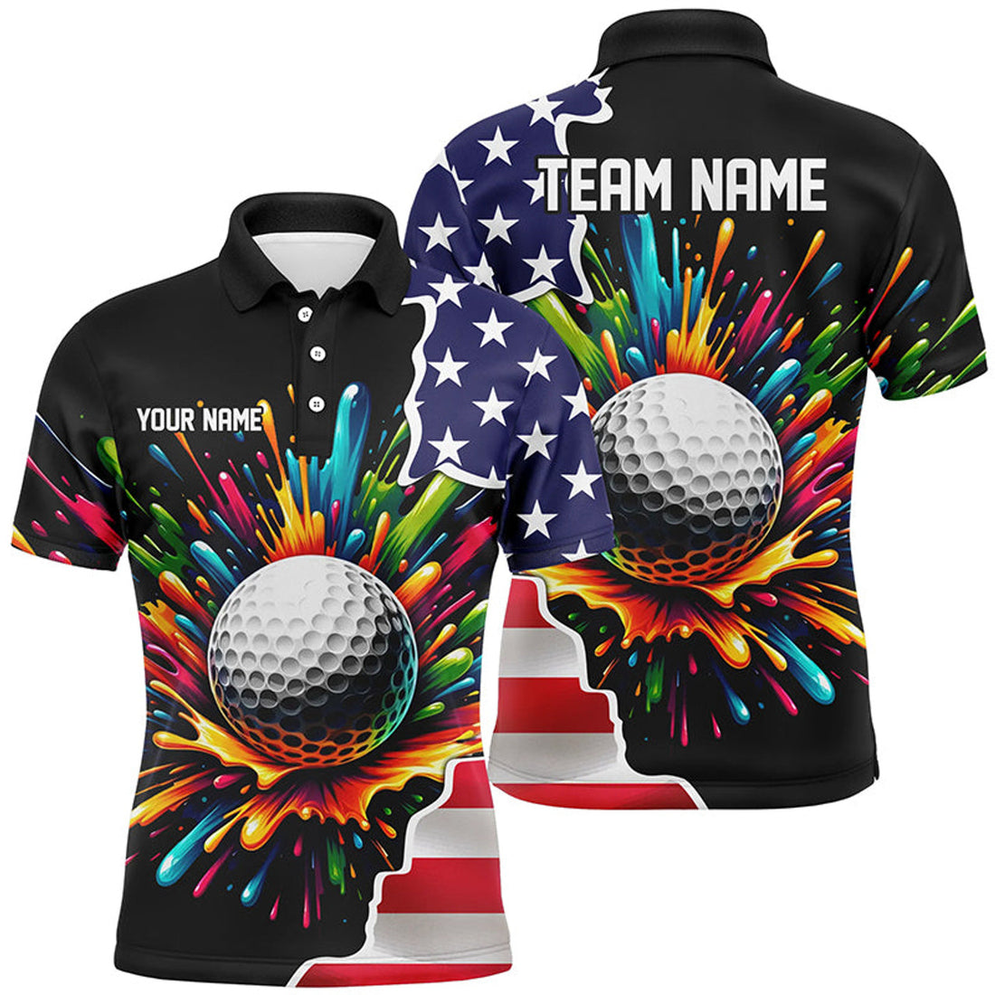 Custom American Flag Golf Shirt Patriot Men's Polo Shirt S-5XL