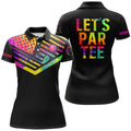 Custom Watercolor American Flag Golf Lets Par Tee Black Women's Polo Shirts S-5XL