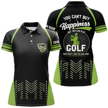 Custom You Cant Buy Happiness Play Golf Green Black Women's Polo Shirts S-5XL