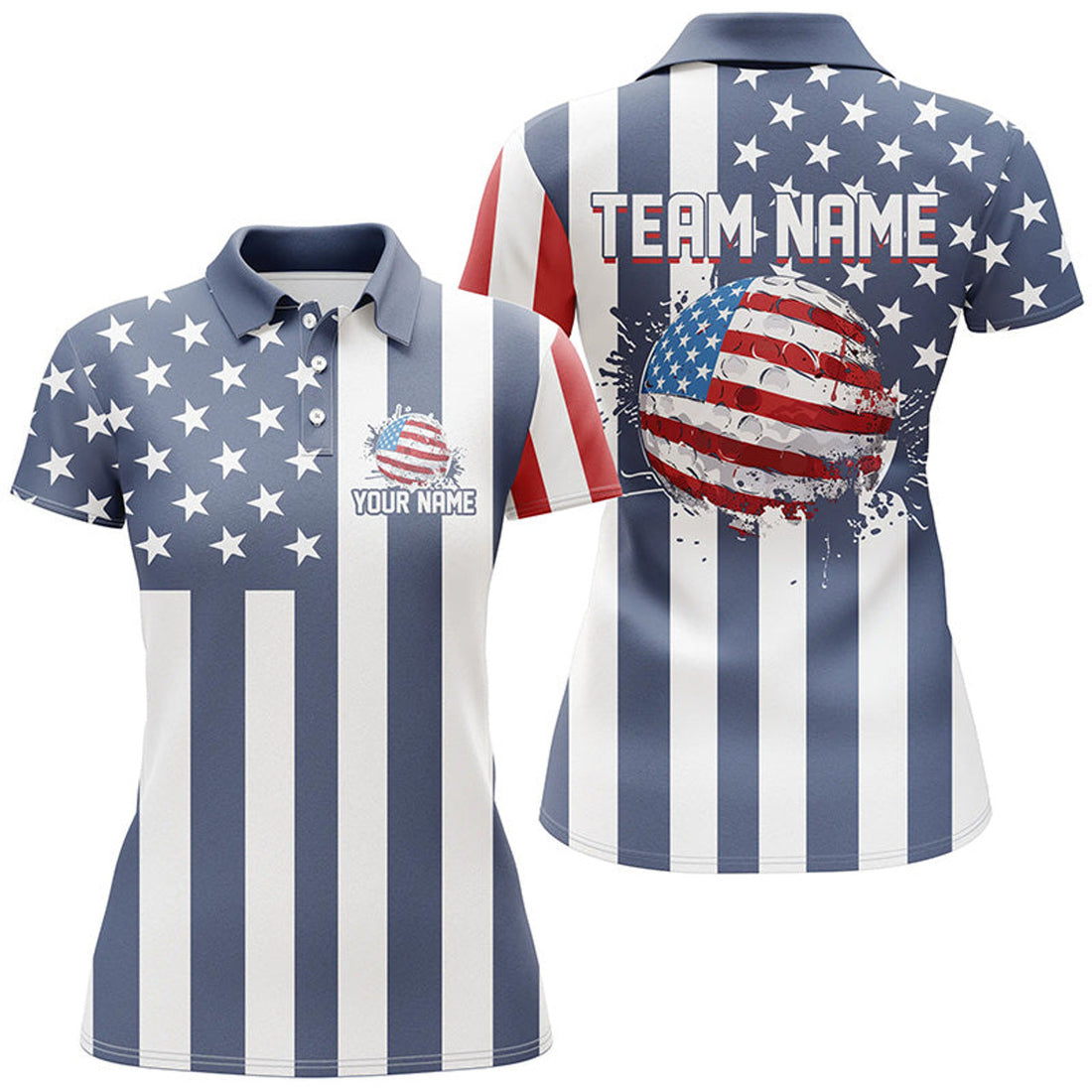 Custom American Flag Golf Tops Best Golf Gifts Women's Polo Shirts S-5XL