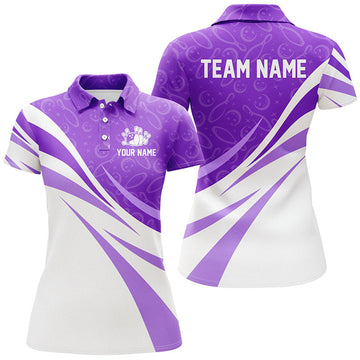 Custom White Purple Bowling Bowling Gift For Bowler Women's Polo Shirts S-5XL