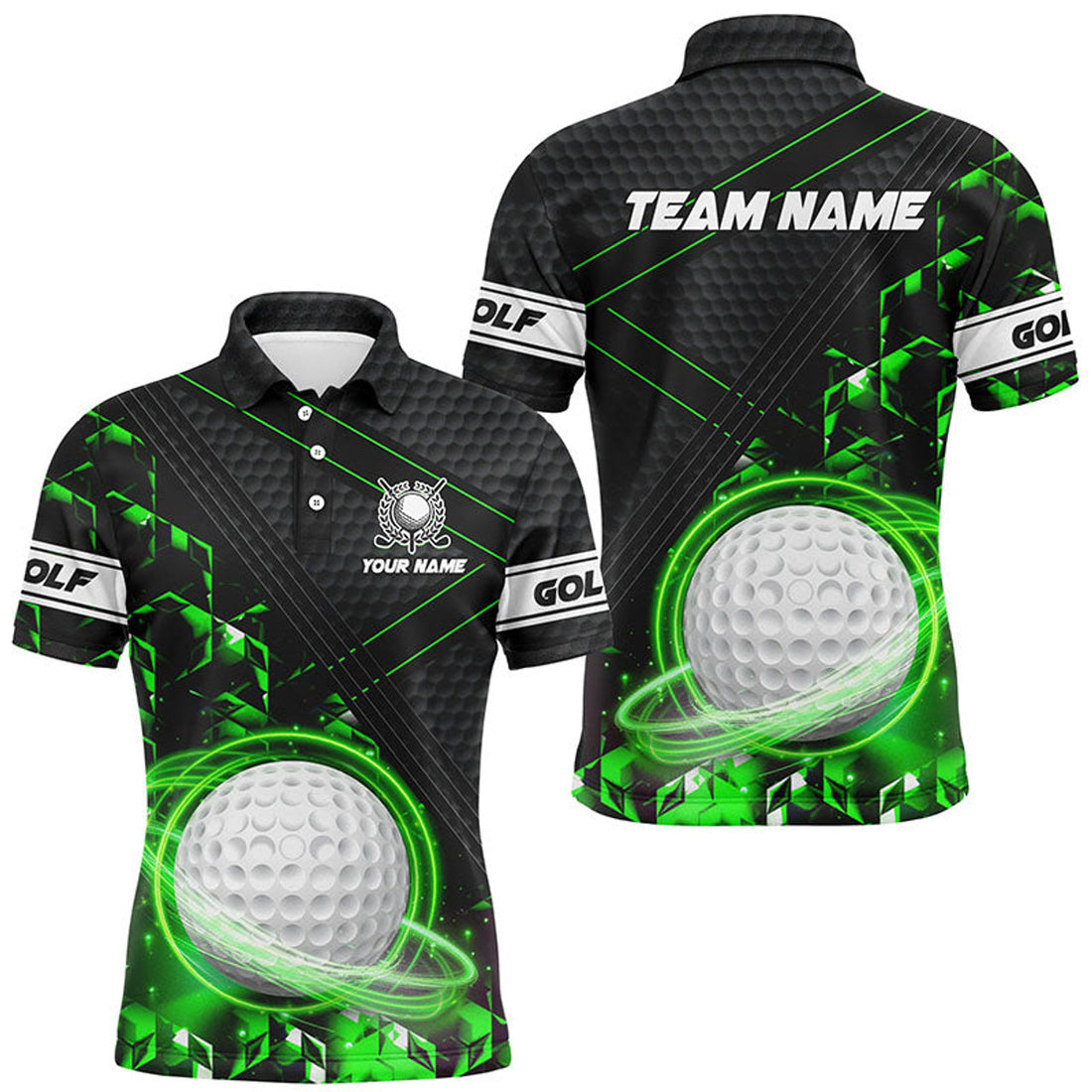 Custom Black and Green Golf Polo Shirt for Men Men's Polo Shirt S-5XL