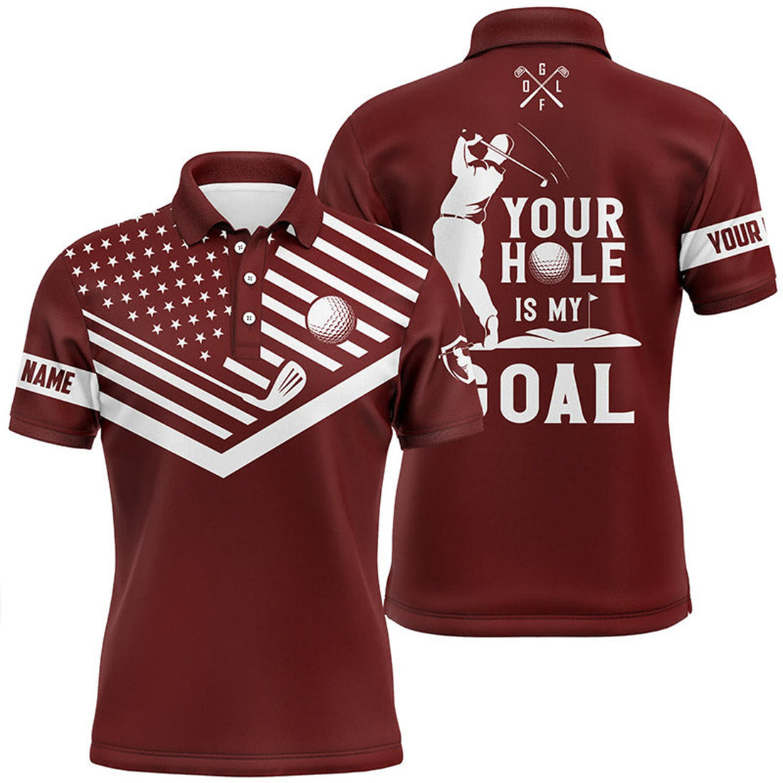 Custom Funny Golf Shirt White American Flag Men's Polo Shirt S-5XL