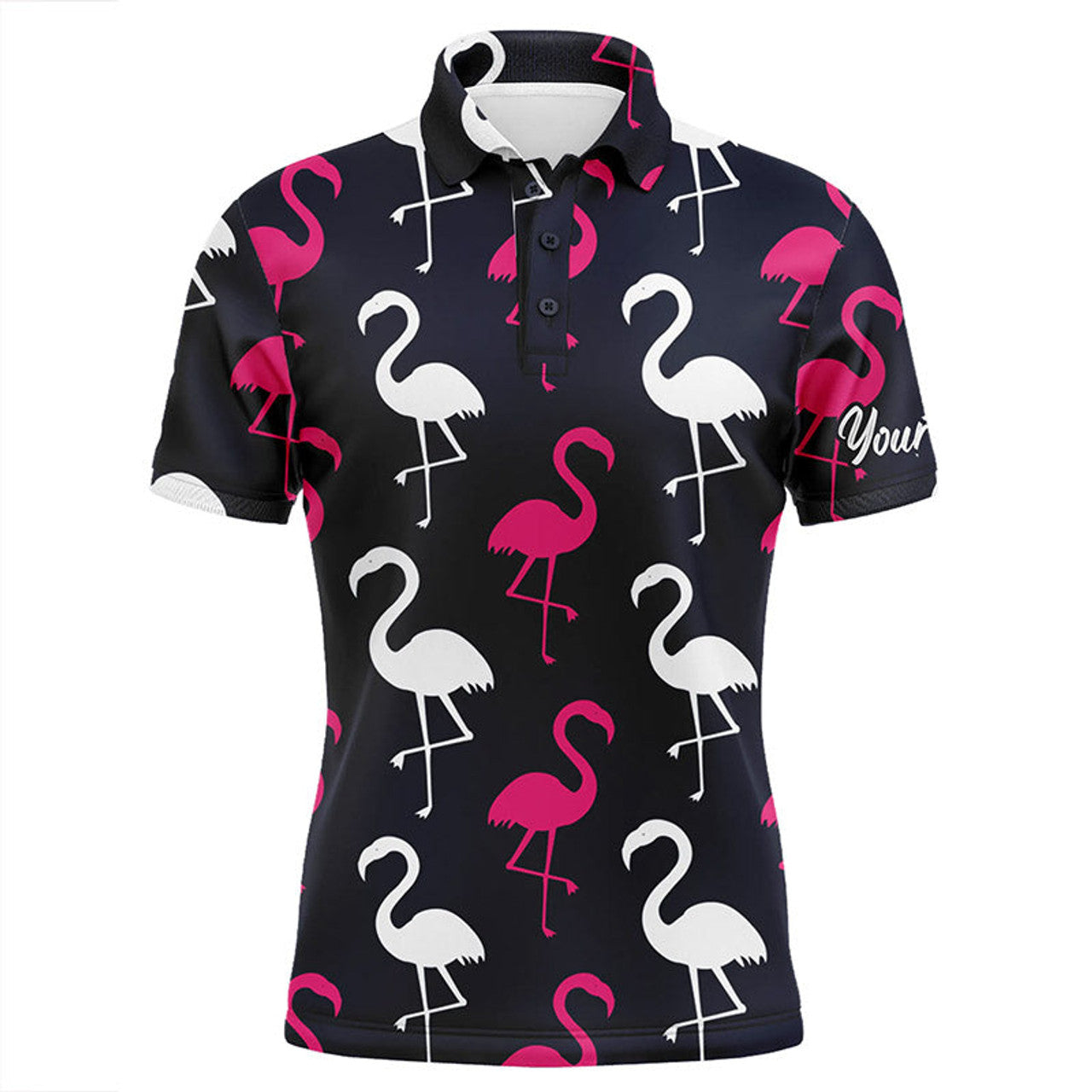 Custom Flamingo Golf Polo Shirt Pink White Pattern Men's Polo Shirt S-5XL