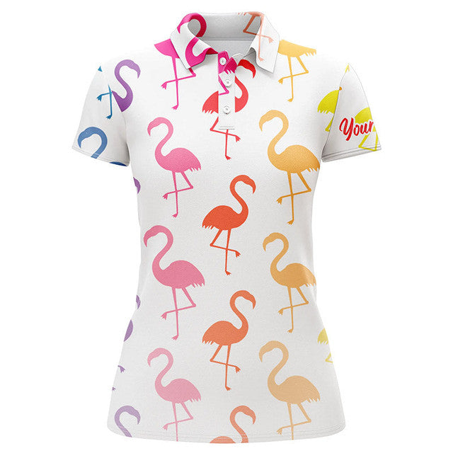 Custom Team Flamingo Golf Rainbow Flamingos Pattern Women's Polo Shirts S-5XL