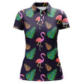 Custom Golf Polo Shirt Flamingos Palm Leaves Pattern Women's Polo Shirts S-5XL