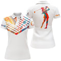 Custom White Golf Polo Shirt with American Flag Women's Polo Shirts S-5XL