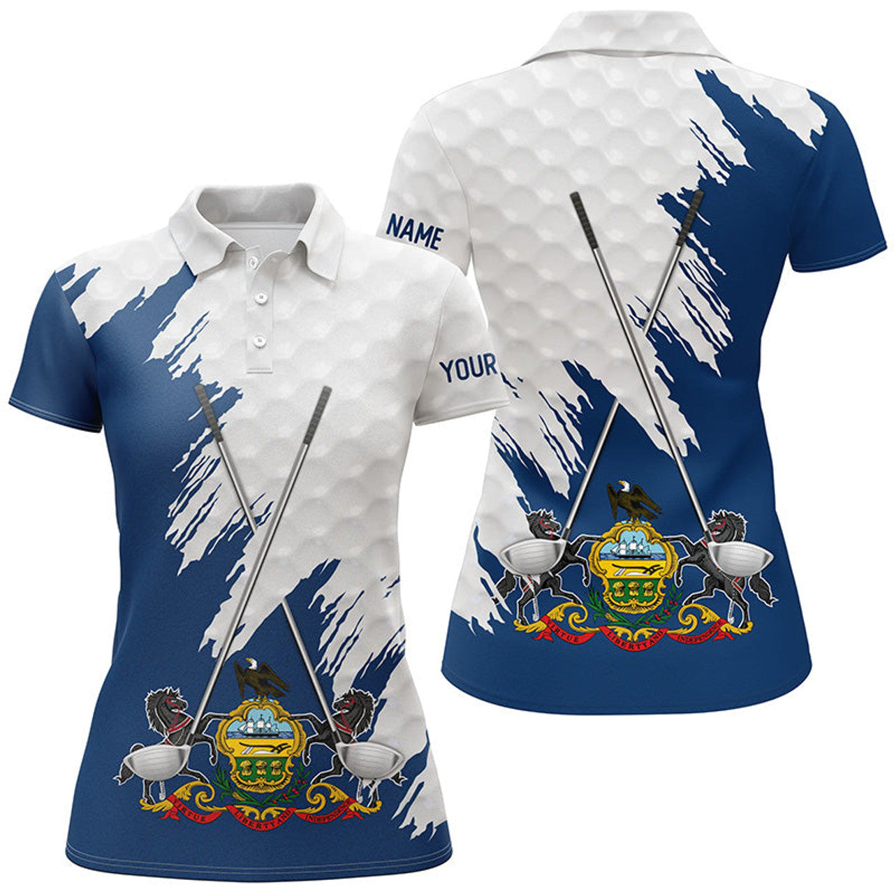 Custom Pennsylvania Flag Golf Clubs Patriotic Ladies Women's Polo Shirts S-5XL