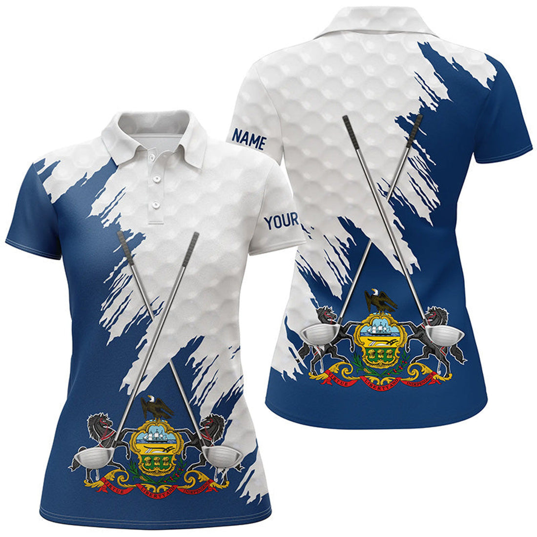 Custom Pennsylvania Flag Golf Clubs Patriotic Ladies Women's Polo Shirts S-5XL