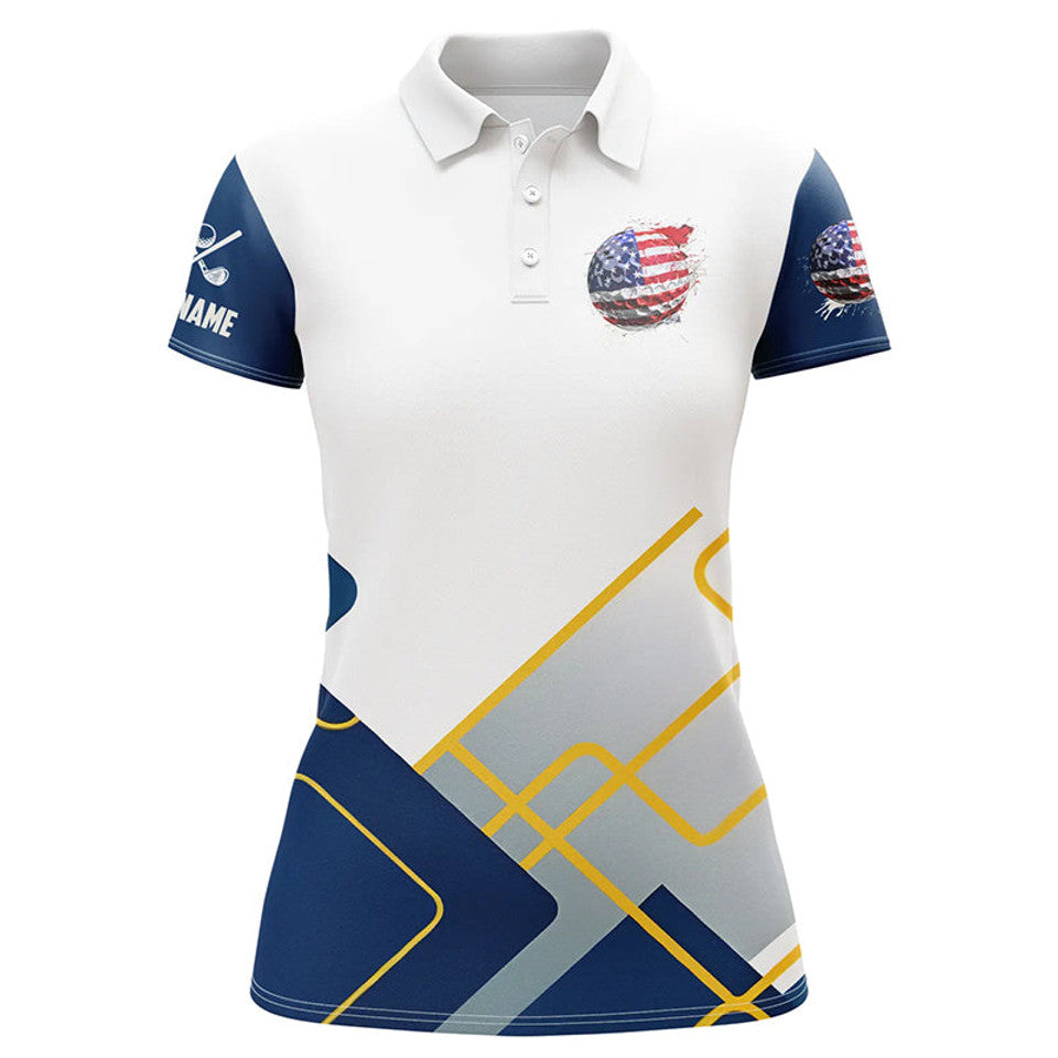 Custom American Flag Red White Blue Golf Top Gift Women's Polo Shirts S-5XL
