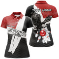 Custom Name Black Red Eagle Strike Bowling Team Shirt Women's Polo Shirts S-5XL