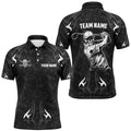 Custom Name Black White Camo Skull Golf Men's Polo Shirt S-5XL