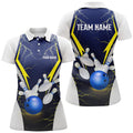 Custom Blue Lightning Thunder Bowling Polo with Pins Women's Polo Shirts S-5XL